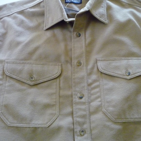 LANDS END NEW MENS CAMEL OVERSIZED COTTON TWO FRONT POCKETS SHACKET SIZE LARGE - Picture 4 of 6